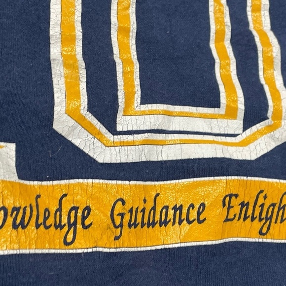 Vintage 1980 Teaching University Blue 80s Crewneck Pullover Sweatshirt - Picture 3 of 7